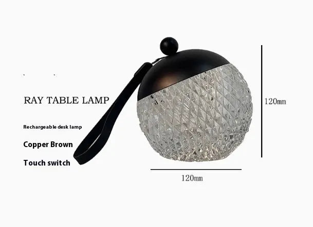 Modern spherical desk lamp in chrome colour with touch dimmable control