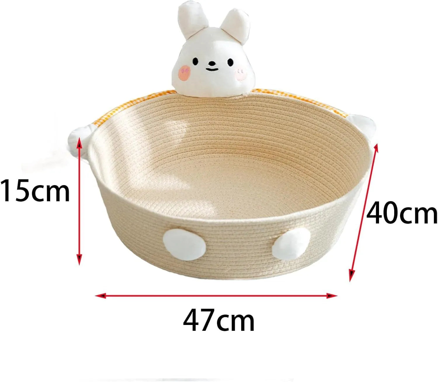 Woven cotton rope cat nest bed with scratching board in bear design for indoor pets