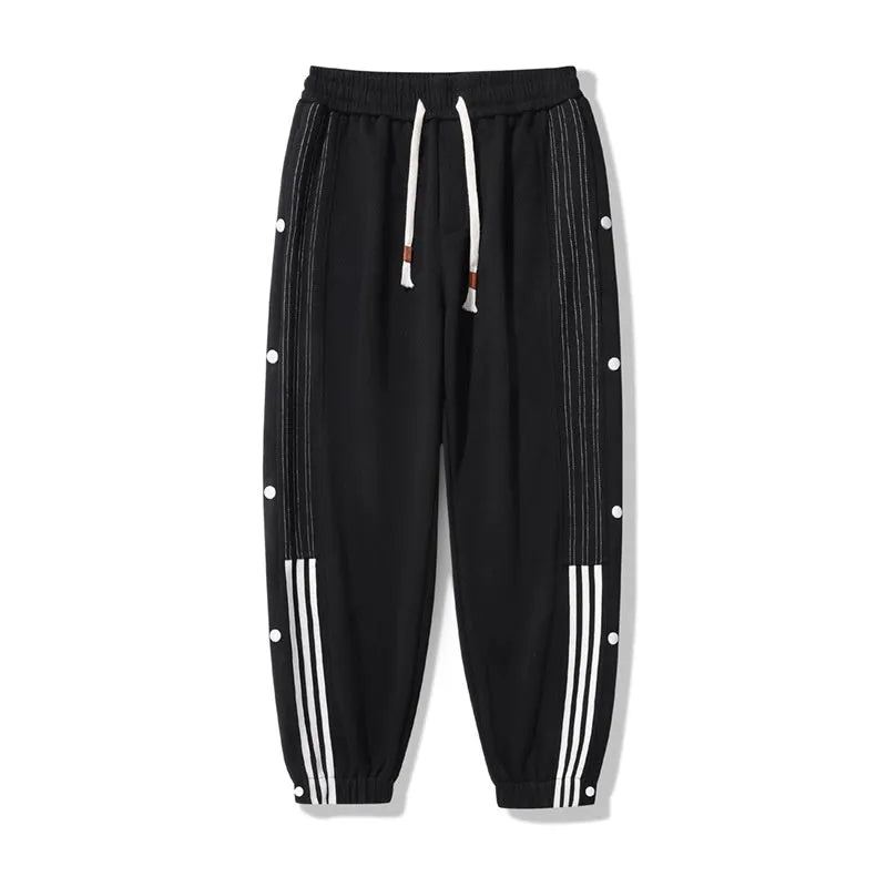 Men's loose-fit sportswear trousers with ankle tie detail in cotton blend fabric