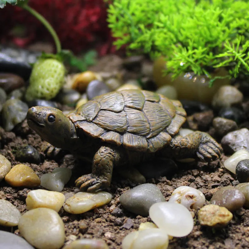 Realistic resin simulation turtle garden ornament for miniature displays