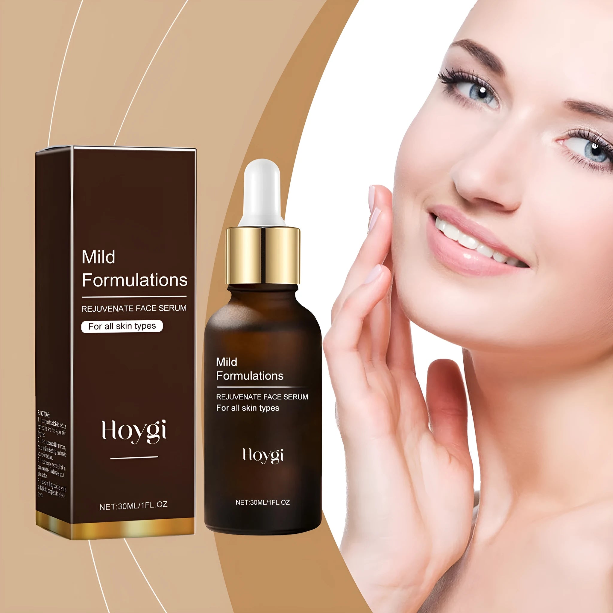 Square 30ml facial essence bottle with hyaluronic acid and vitamin C for skin hydration