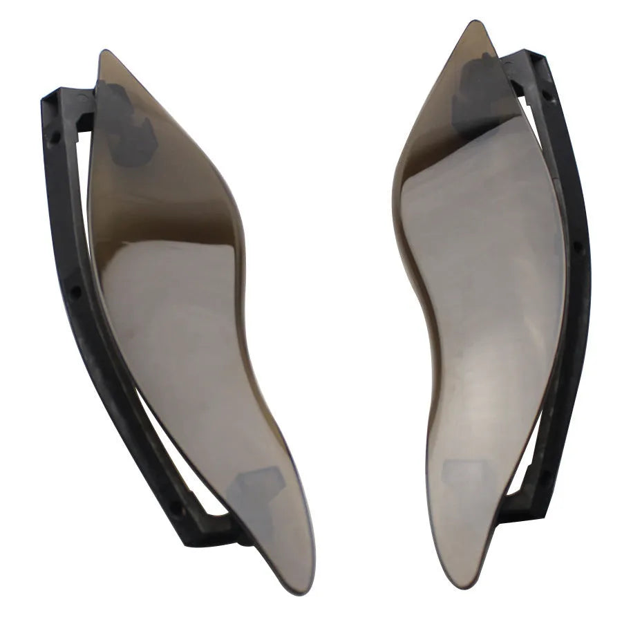 Pair of smoked ABS plastic windscreen side wings for a Harley Davidson Road Glide motorcycle.