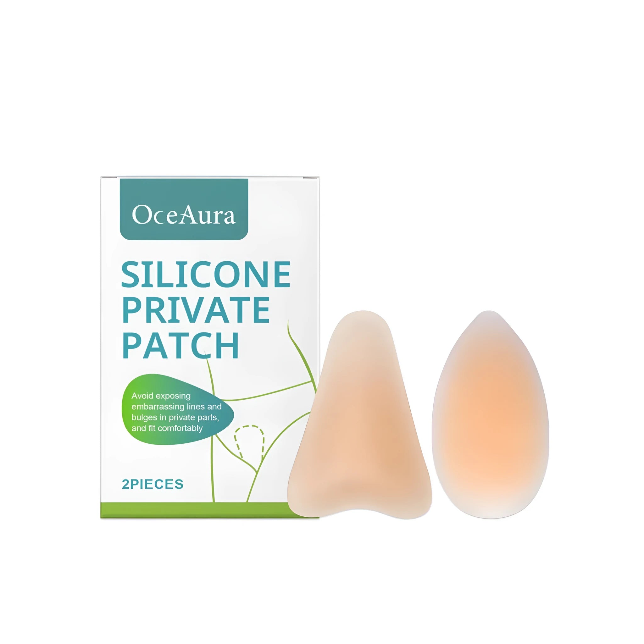 Silicone invisible sticker set showing transparent Droplet and Y-shape privacy covers for women.