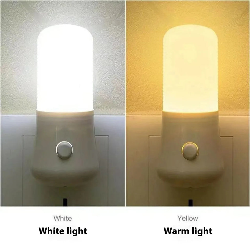 Minimalist cube-shaped plug-in night light with dual-colour switching function