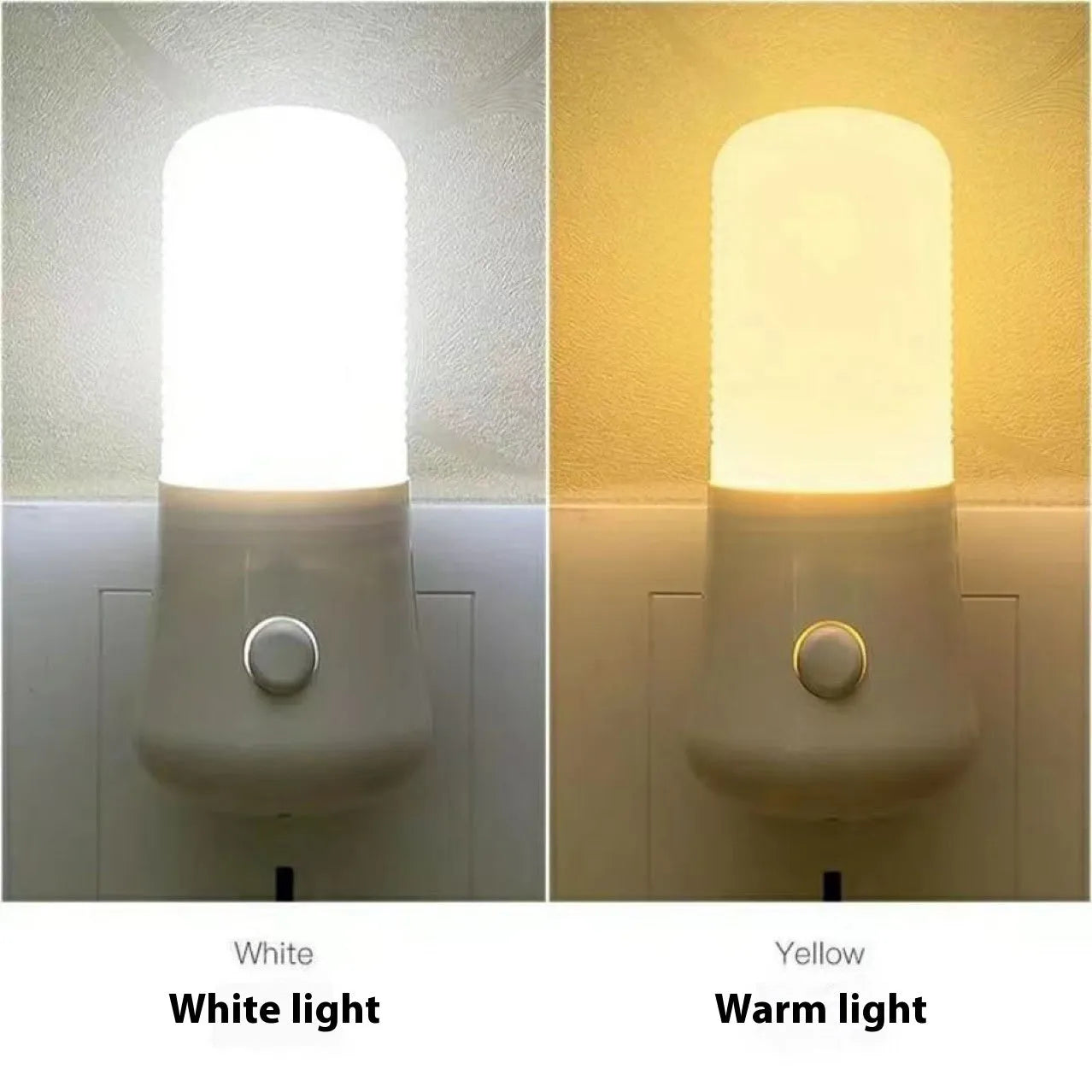 Minimalist cube-shaped plug-in night light with dual-colour switching function