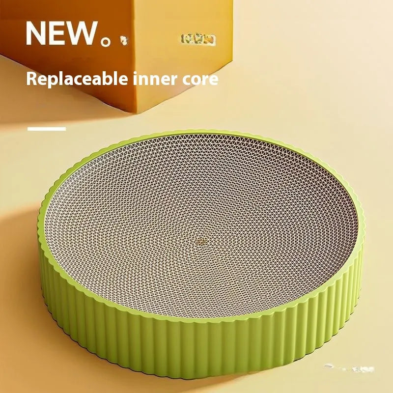 55cm round green cat scratching board with replaceable corrugated paper refills
