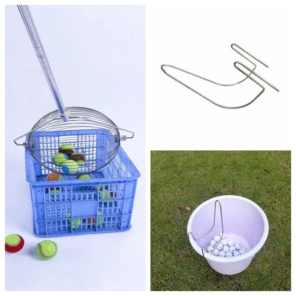 Stainless steel golf ball picker with telescopic handle in metallic colour