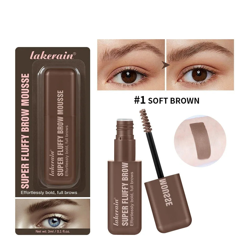 Eyebrow mousse cream in six colour shades including brown and black options