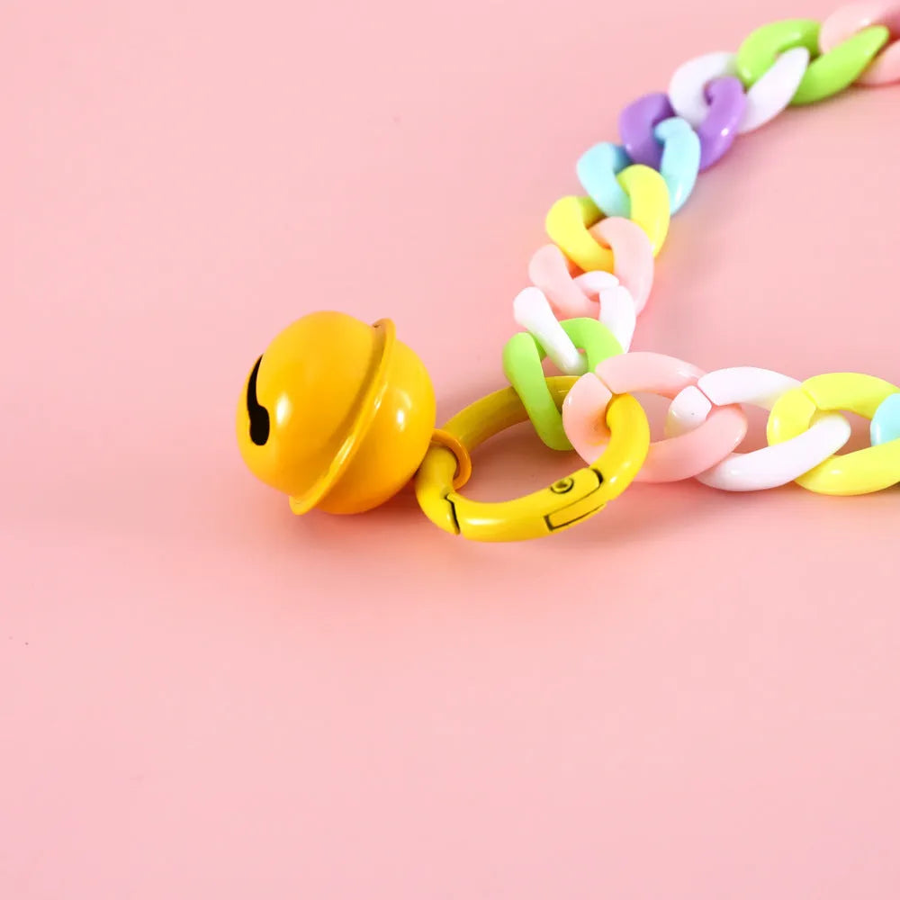 Adjustable pet collar in macaron candy colours with chain detailing for cats, dogs, and rabbits