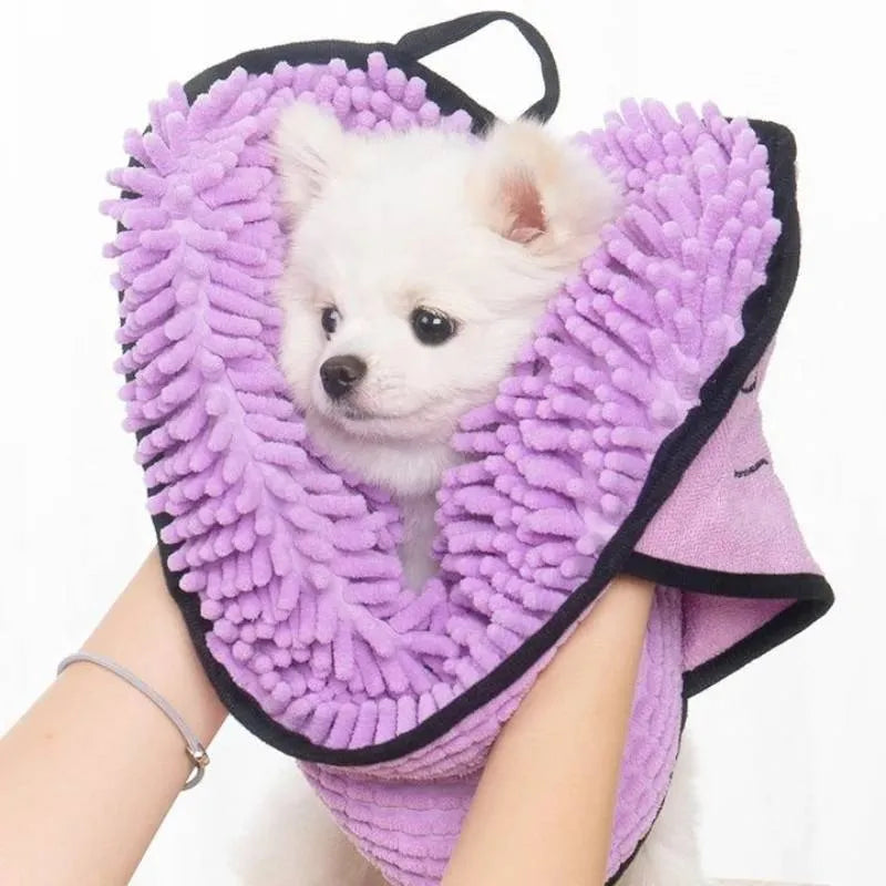 Blue pet bath towel for dogs and cats, size 62 by 23 centimetres