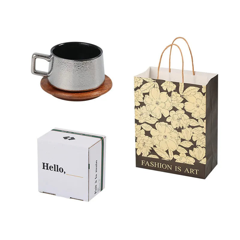 Office gift tumbler coffee cup set with metallic gift box and 250ml capacity