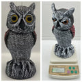 Artificial owl bird deterrent decoy with realistic features for outdoor garden use
