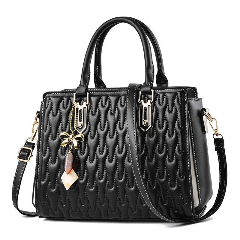 Women's large-capacity messenger bag in street trend style with pocket sandwich design