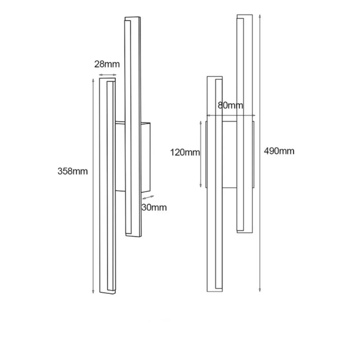 Gold double line wall lamp 500mm modern light fixture for hotel stairs