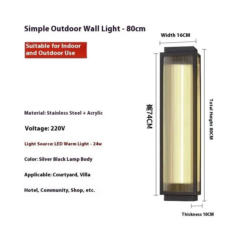 Stainless steel outdoor wall lamp with waterproof rating for garden installation