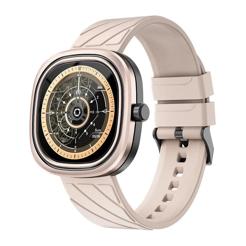 Square smart bracelet watch with 1.32-inch touch screen and silicone wristband in three colour options