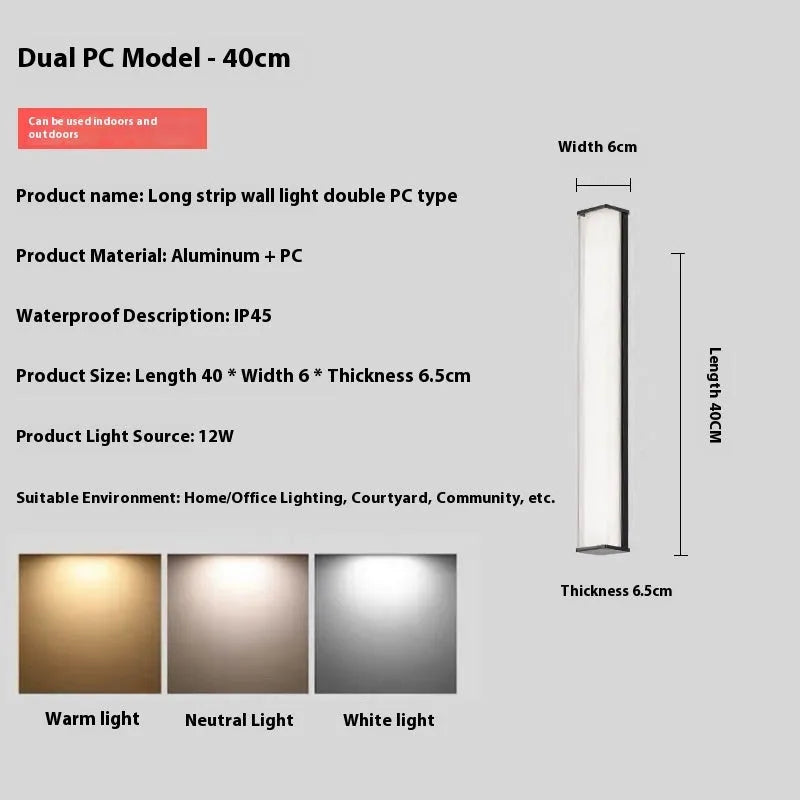 Modern simple outdoor wall lamp shown mounted on an exterior wall, suitable for villa or hotel entrance.