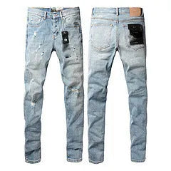 Men's black slim fit skinny jeans with button fly and straight leg design