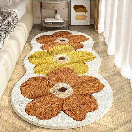 Flower-shaped cashmere blanket with printed cartoon patterns in various colours and sizes
