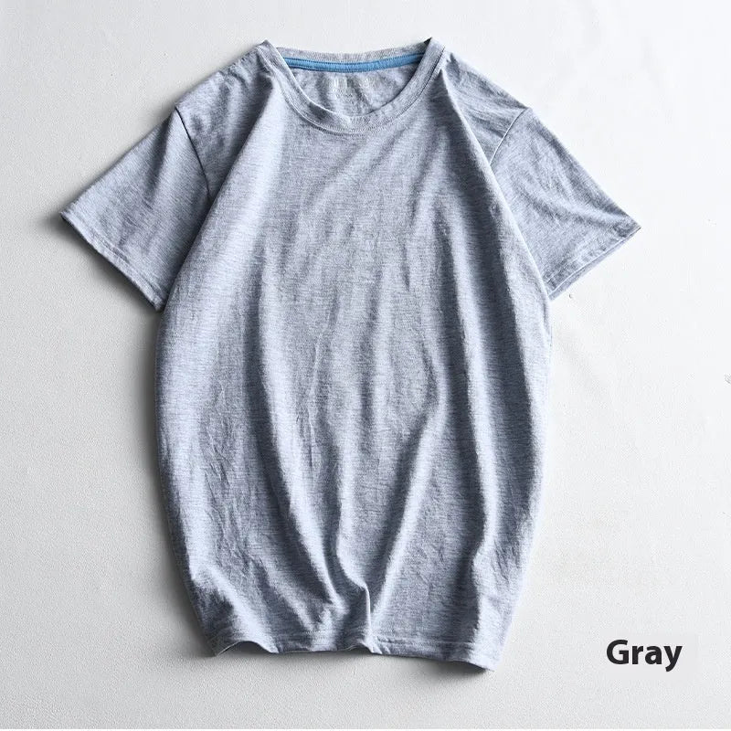 Men's solid colour cotton T-shirt with round neck and short sleeves in multiple colour options