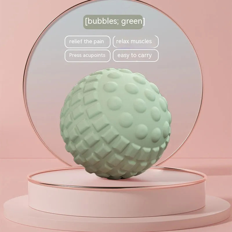 6cm diameter TPR foot massage ball in pink, blue, green, or purple colours on a plain background.
