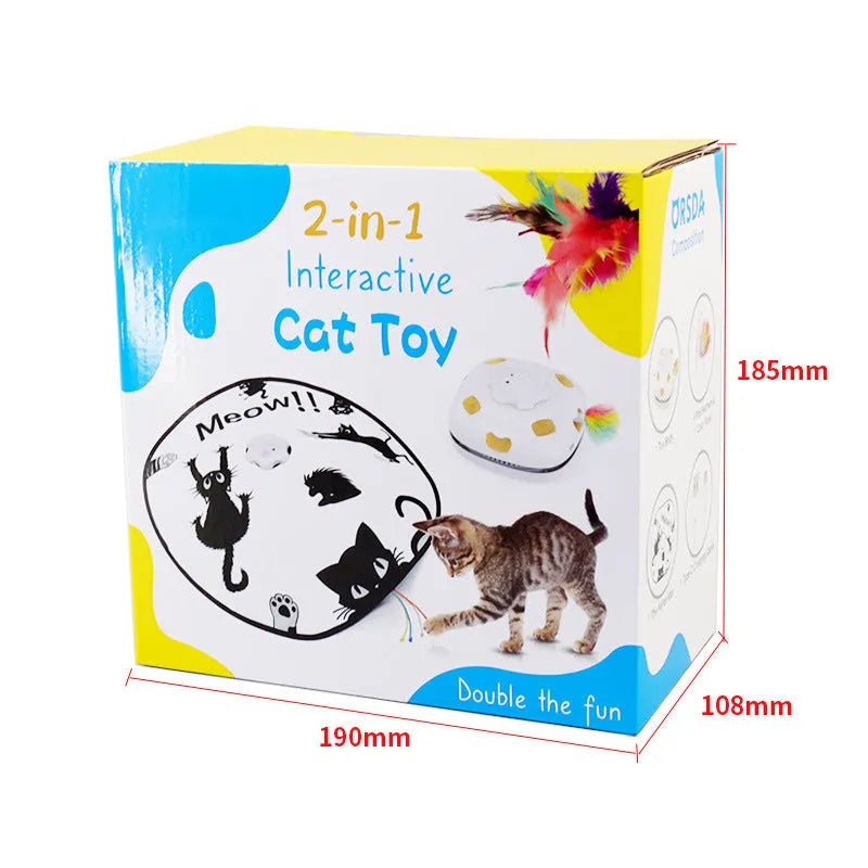 Cat toy with feather teaser wand in picture colour measuring 19.8x11.5x19.5cm