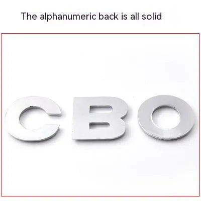 Zinc alloy 3D car bumper sticker showing raised metal letter design