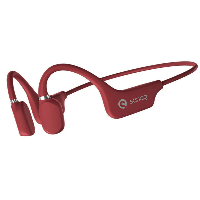 Bone conduction Bluetooth sports headset in hanging neck design on a person running.