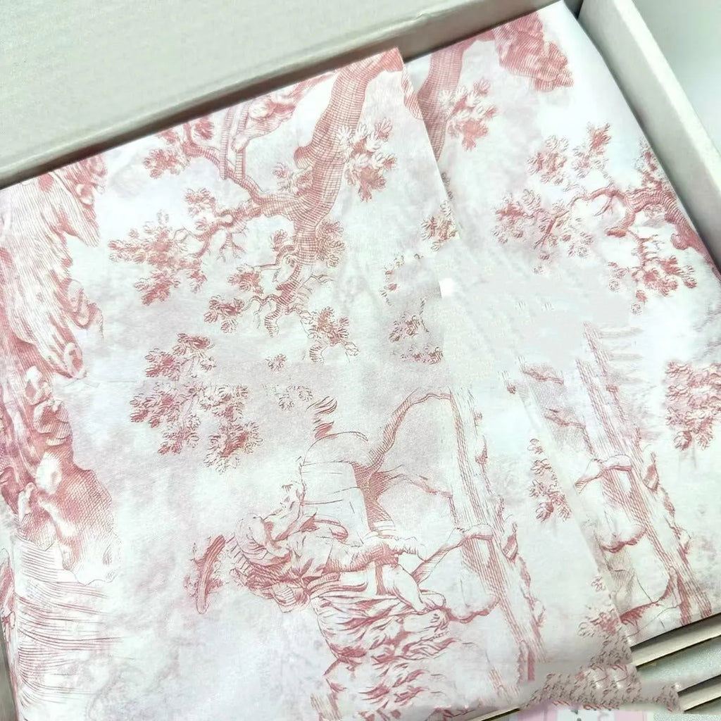 French romance style retro floral tissue paper sheet 50x70cm in pink purple colour