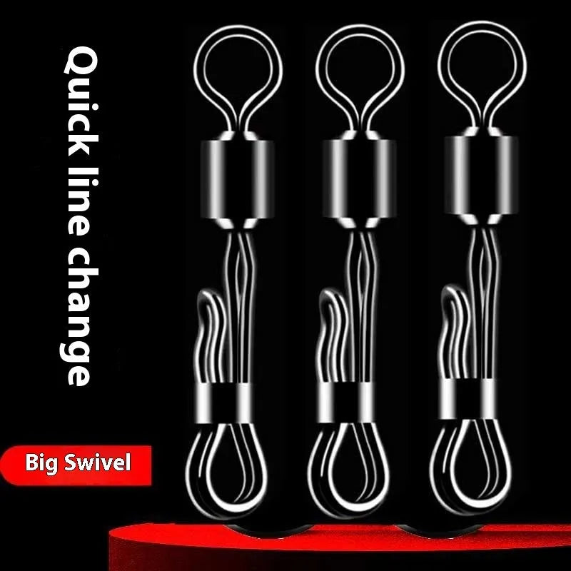 Brass quick-change fishing line clamp barrel swivel bearing with quick release ring.