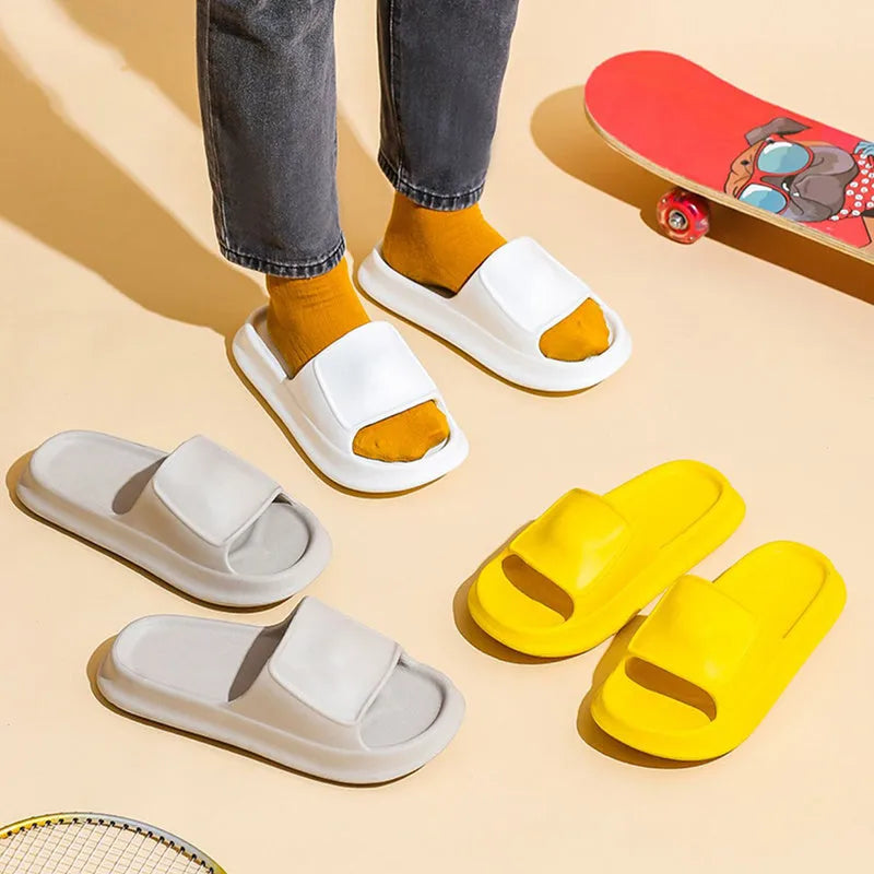 Soft EVA bathroom slippers with 3.5cm thick sole in seven colour options