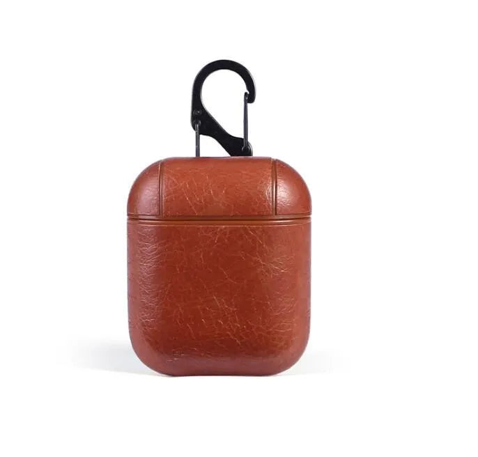 Genuine leather case for Apple Airpods in black, brown, light brown and red colours