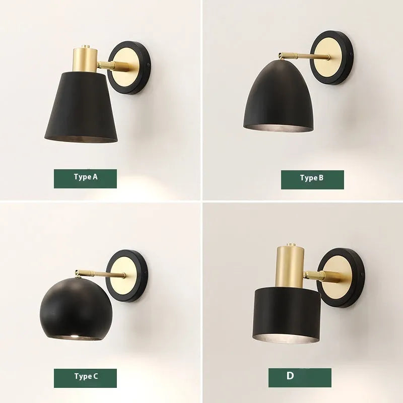 Nordic style iron wall lamp with multiple light colour options including tricolor, warm white, and white light