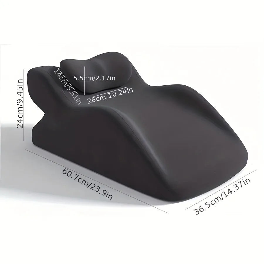 Cushion for stomach sleepers in blue, dark grey, green and light grey colours