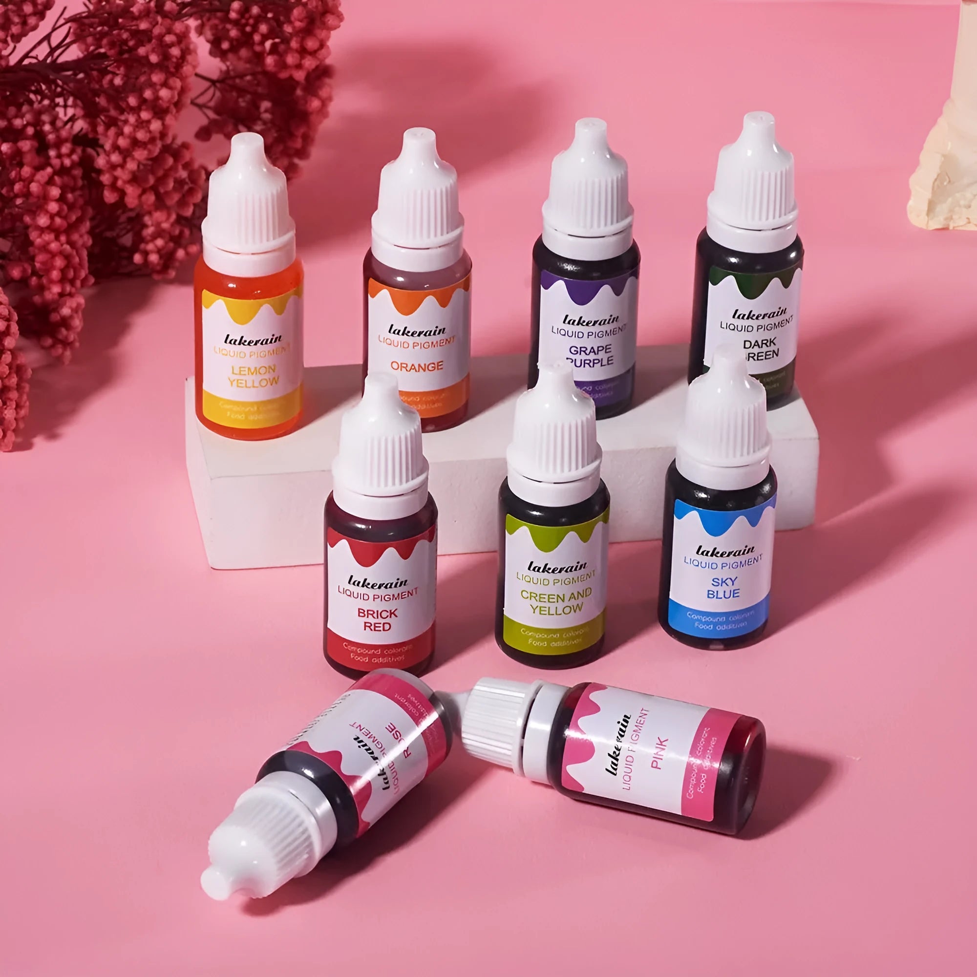 24 bottles of natural food colouring pigments in assorted colours for cake decorating and soap making