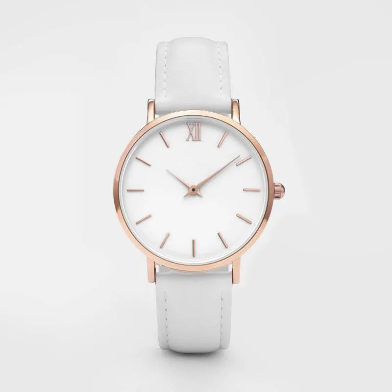 Quartz watch with square alloy case and PU leather strap in various colour options