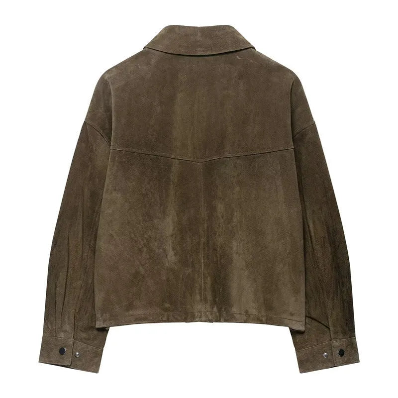 Women's PU casual jacket in picture colour showing Japanese Korean style with medium thickness