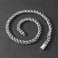 Men's titanium steel keel chain necklace with large hemp flowers design in antique silver colour.