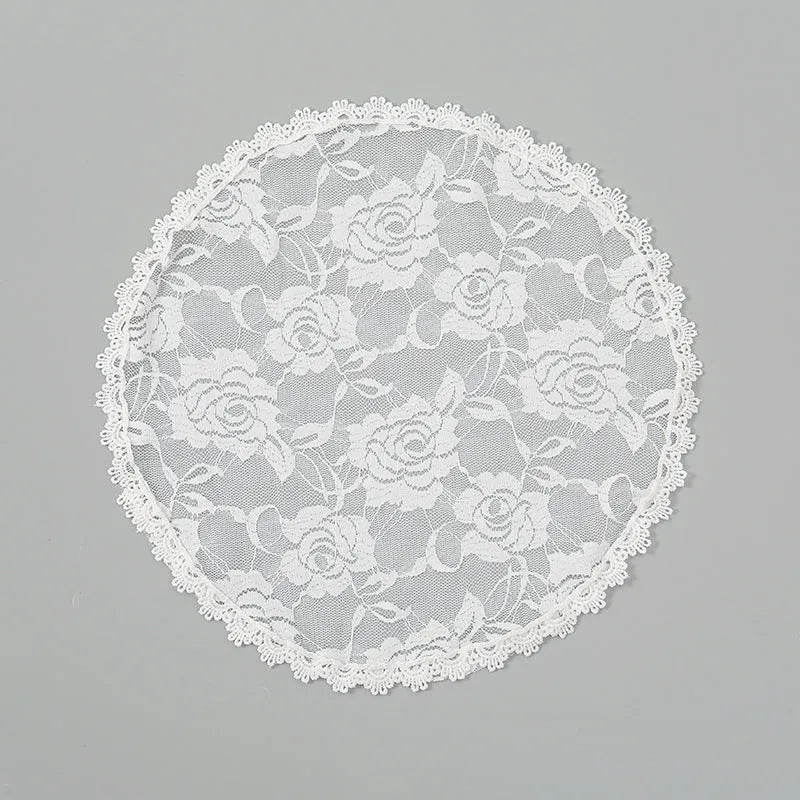 Round 30cm bridal head covering accessory in polyester with floral decoration