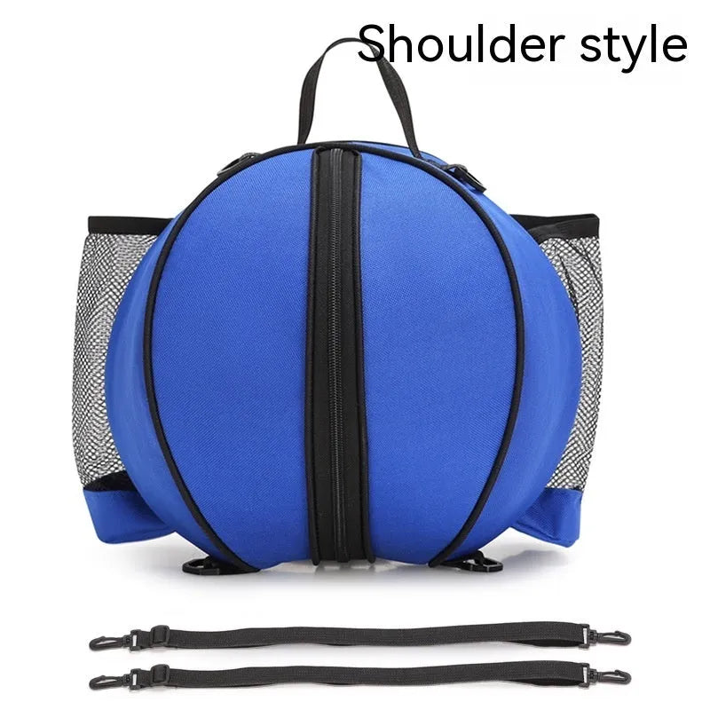 Oxford cloth basketball training bag in black, shown in one-shoulder and two-shoulder backpack styles