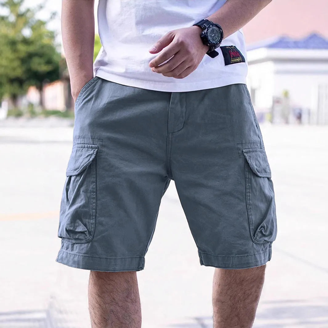 Men's cotton blend workwear shorts in loose fit with micro-elastic fabric available in multiple colours
