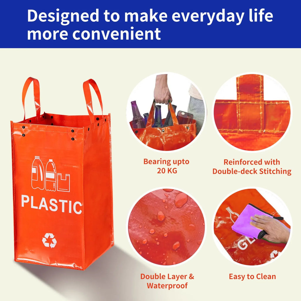 40-litre capacity handbag-style plastic waste sorting bin in a selected colour, showing its dimensions.