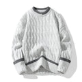 Men's loose fit modal acrylic blend pullover sweater in light blue colour for autumn and winter.