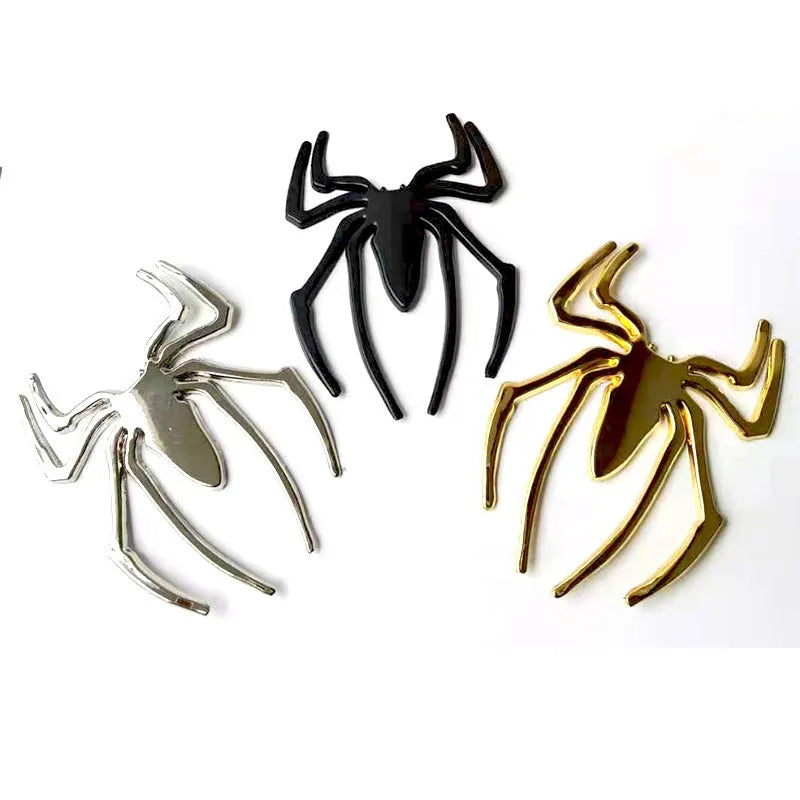Gold zinc alloy metal spider decorative sticker on a white background