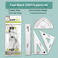 Youpai transparent acrylic ruler and square protractor set on a technical drawing.