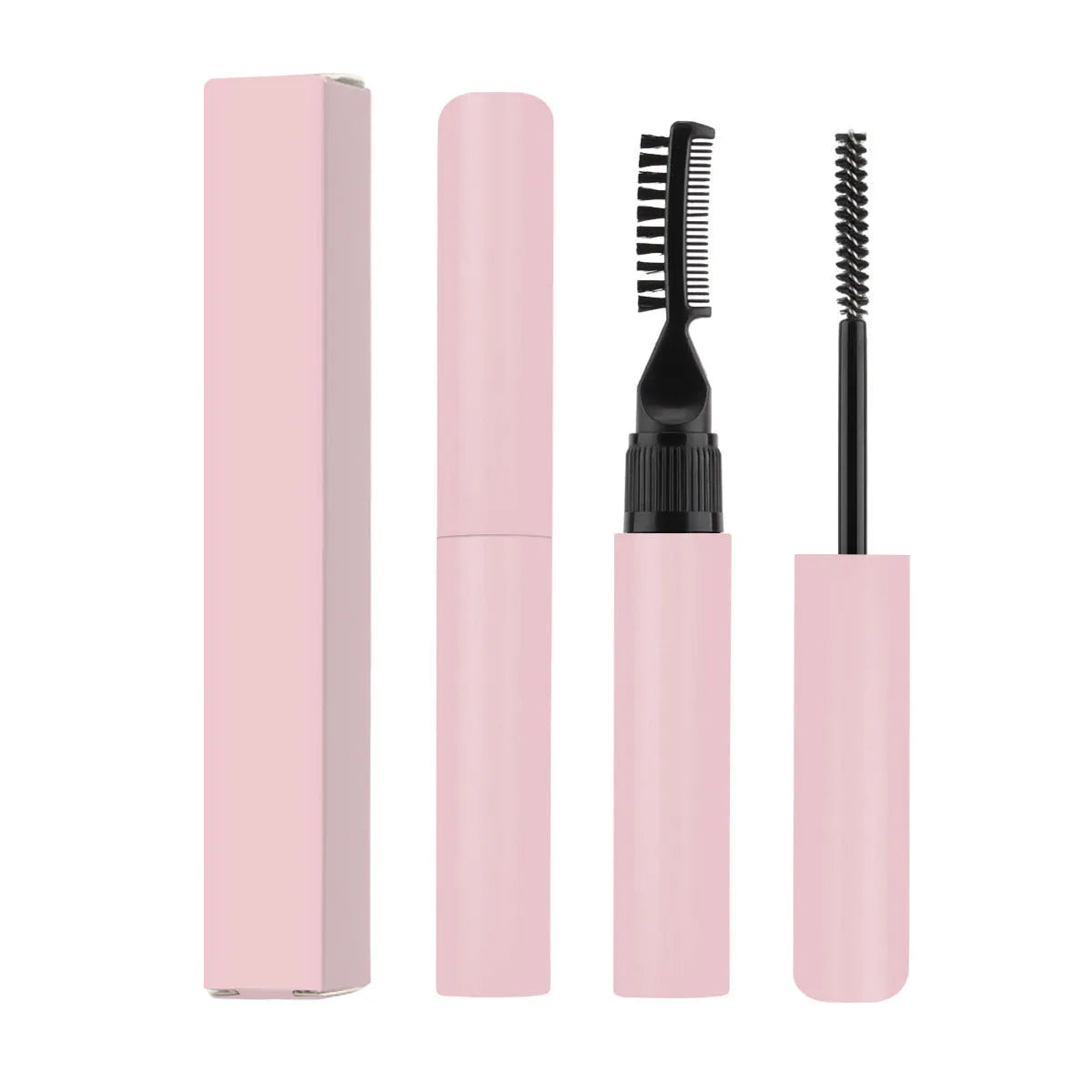 Eyebrow glue cosmetic adhesive in white and pink colour options with applicator