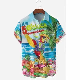 Men's short sleeve camo pattern casual shirt in slim fit with polyester construction