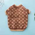 Thick wool dog sweater in monochrome or two-tone colours showing autumn winter pet clothing