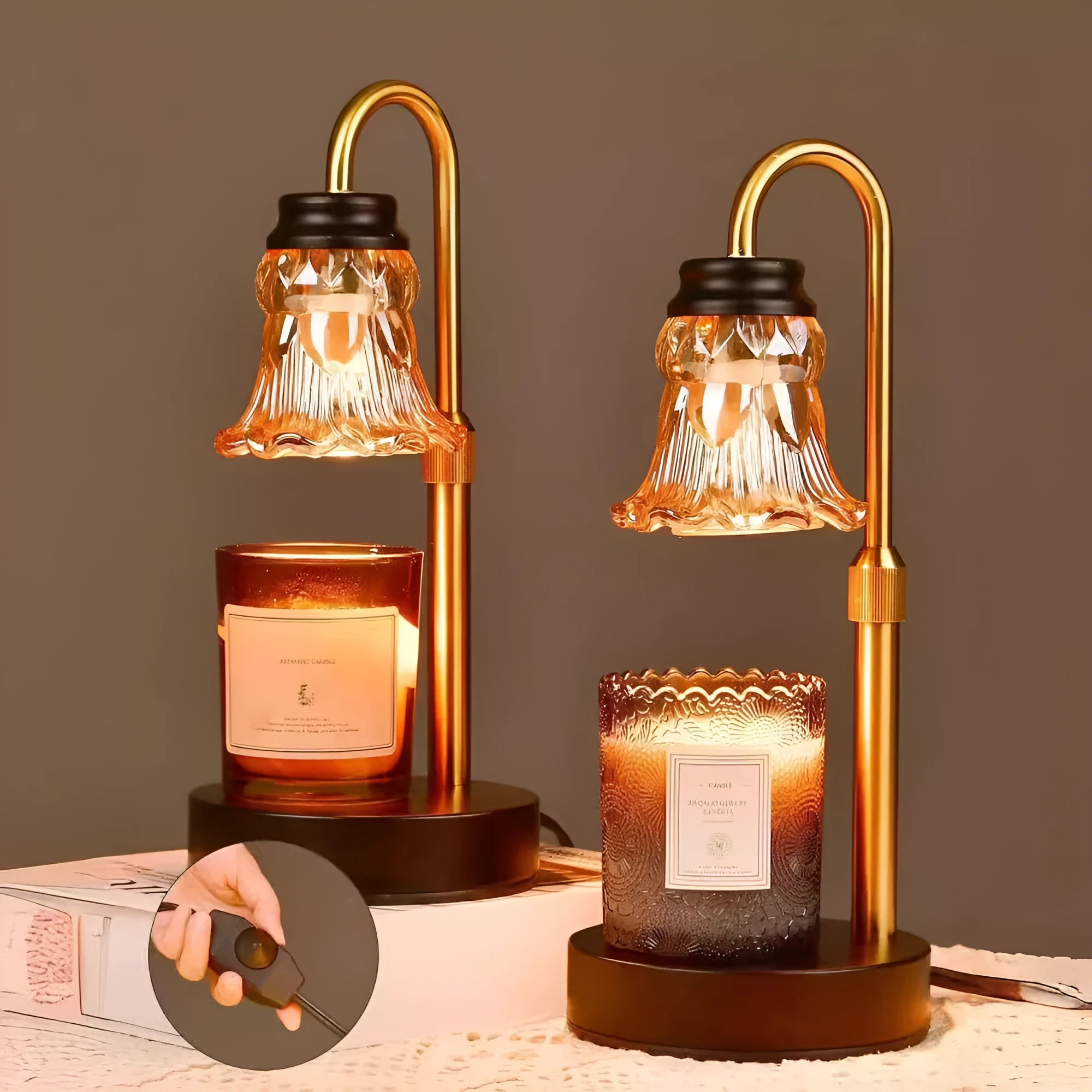 Bamboo holder ceramic wax melting lamp with international voltage range 110-220V