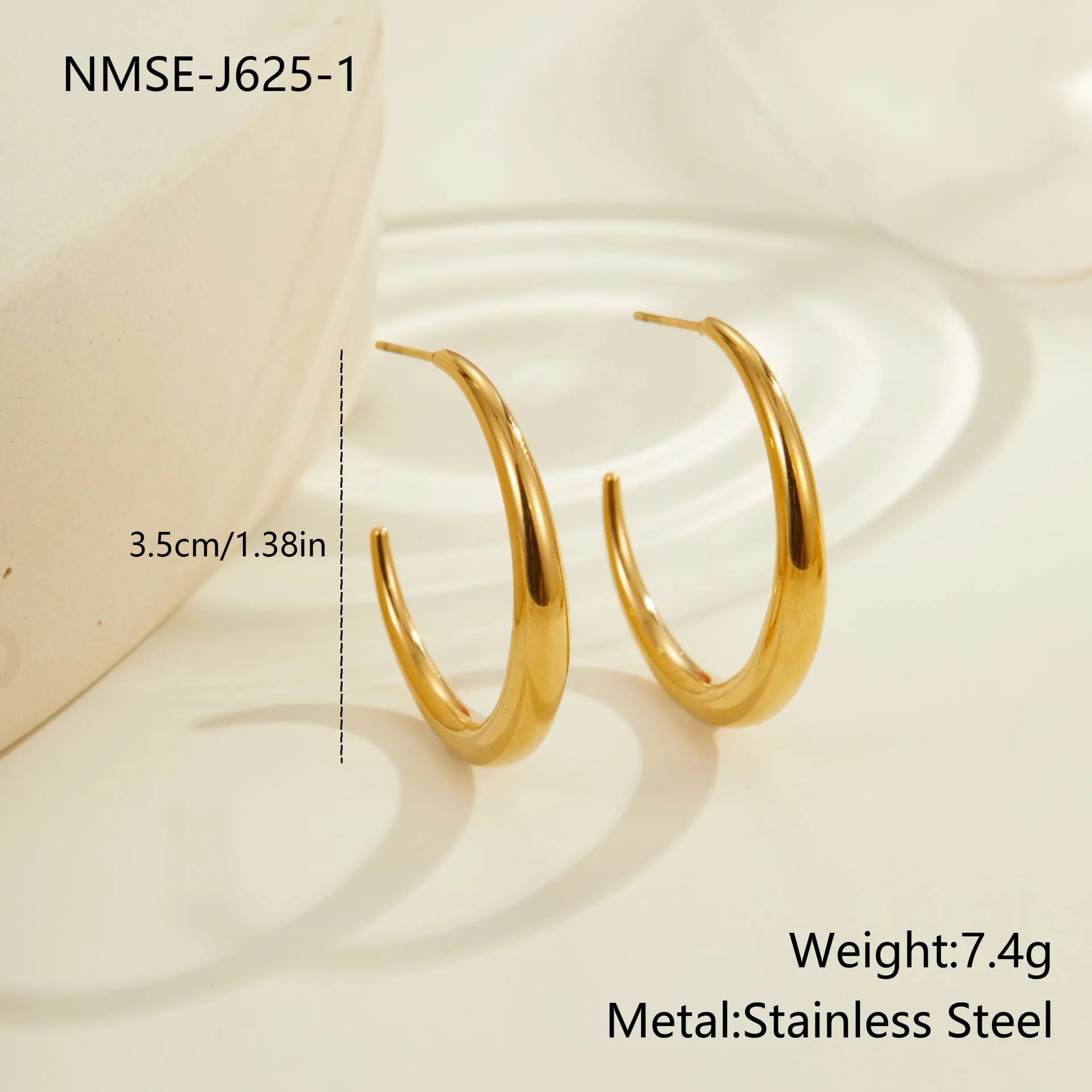Titanium steel hoop earrings with 18K gold plating in small and large sizes